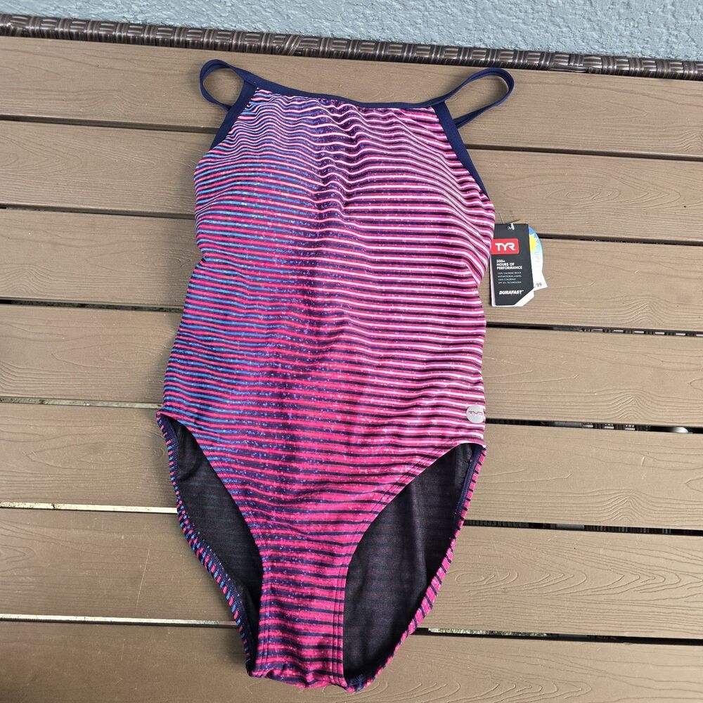 TYR Women's Durafast Pink Flux Diamondfit Controlfit One Piece Swim Sz 12 New